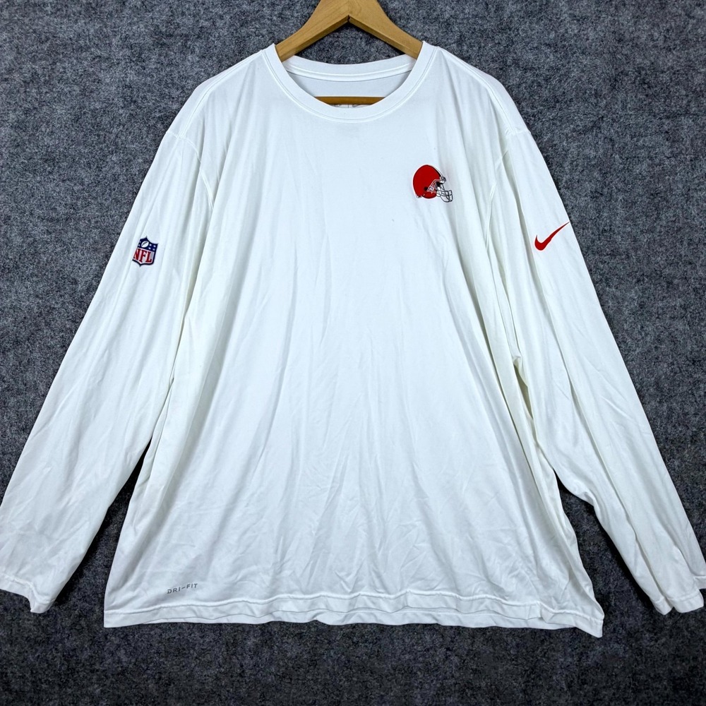 Team Issued Cleveland Browns Alex Van Pelt Shirt Mens 3XL White Dri-Fit Nike
